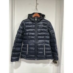 Calvin Klein Down Filled Jacket, Reversible, Blue, Small, Packable, Hood